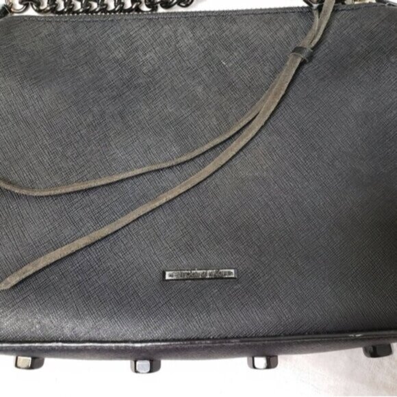 Rebecca Minkoff Avery Black Saffiano Leather Crossbody Bag Purse Studded Chain - Picture 5 of 16